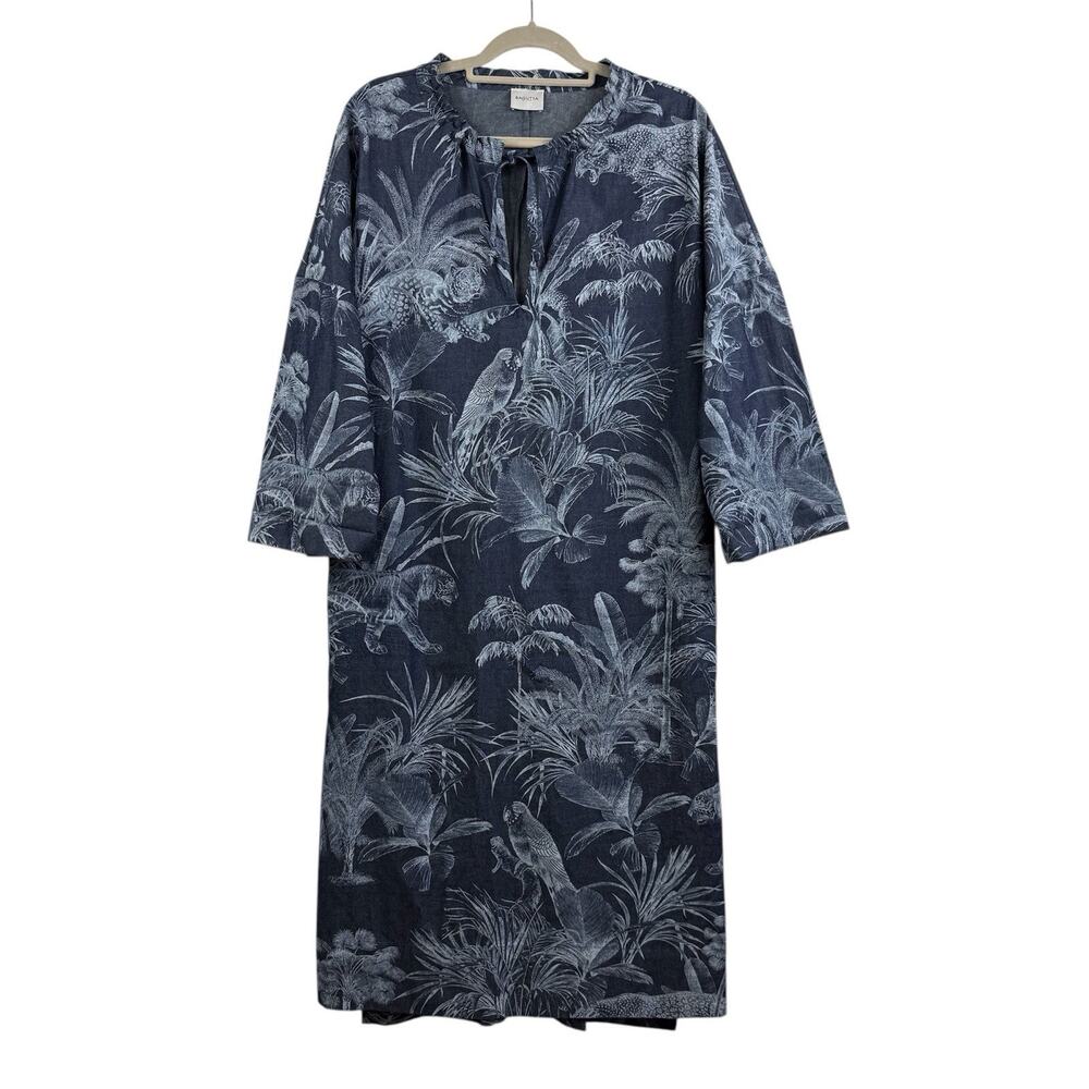 Bagutta Milano Maxi Dress Small Italian 100% Cotton Tropical Tiger Parrot Print